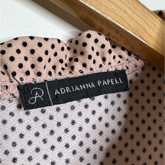 Adrianna Papell Micro dot Blouse Top ruffles smocked No Size Tag (Approx Large) - Picture 6 of 9